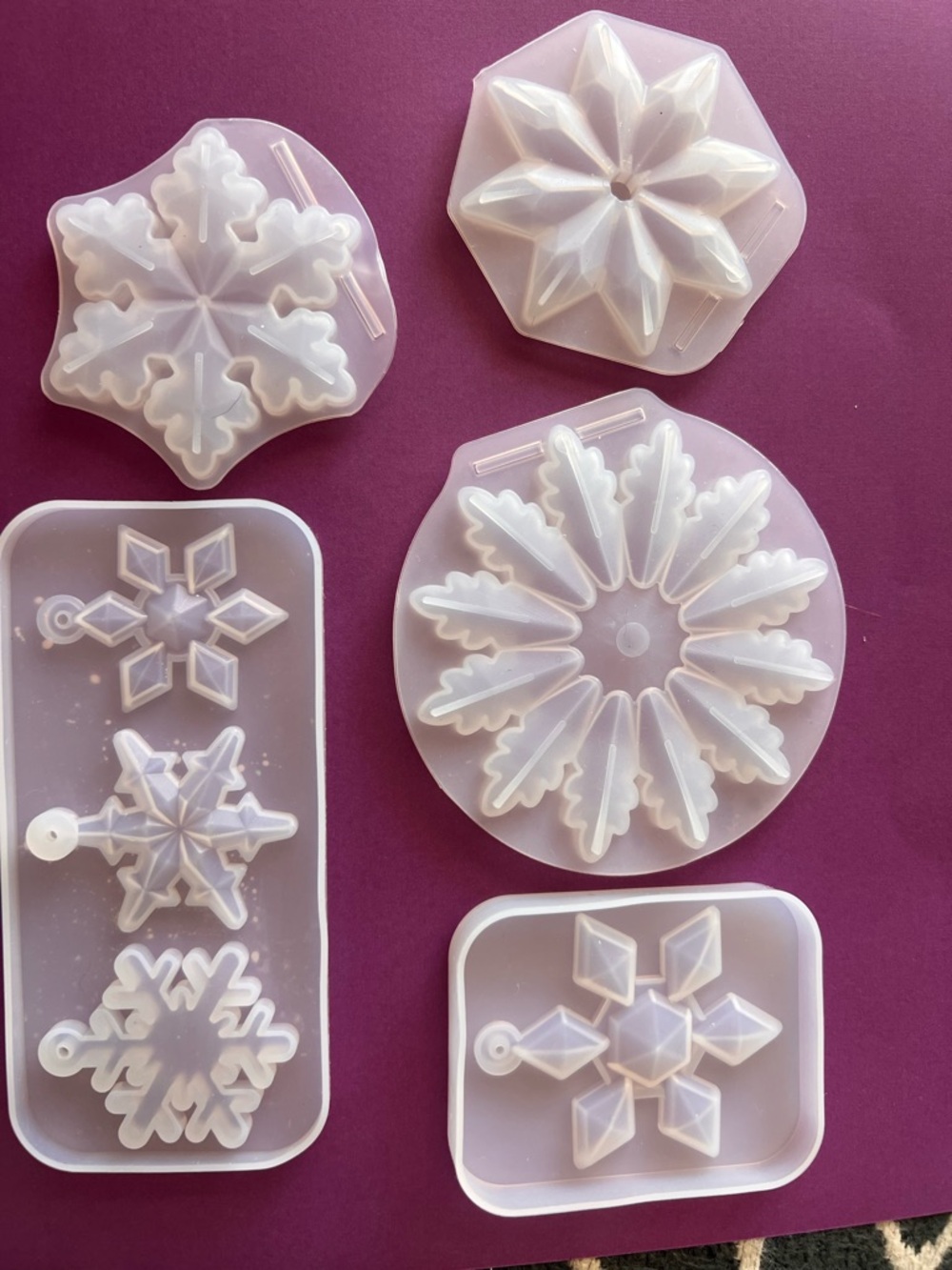Snowflake Resin Mold Set of 8 - Frosty White Molds